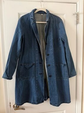 Muji denim trench style jacket sz L large